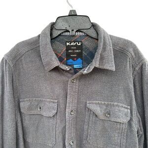 KAVU Klear Charcoal Gray Long Sleeve Shirt Flannel Sz M‎ Plaid Cuffs